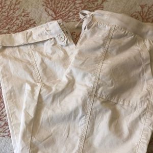 Talbots White  Cotton Capri pants w/ elasticized drawstring